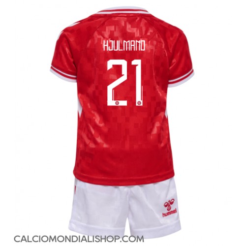 Maglie da calcio Danimarca Morten Hjulmand #21 Prima Maglia Bambino Europei 2024 Manica Corta (+ Pantaloni corti)